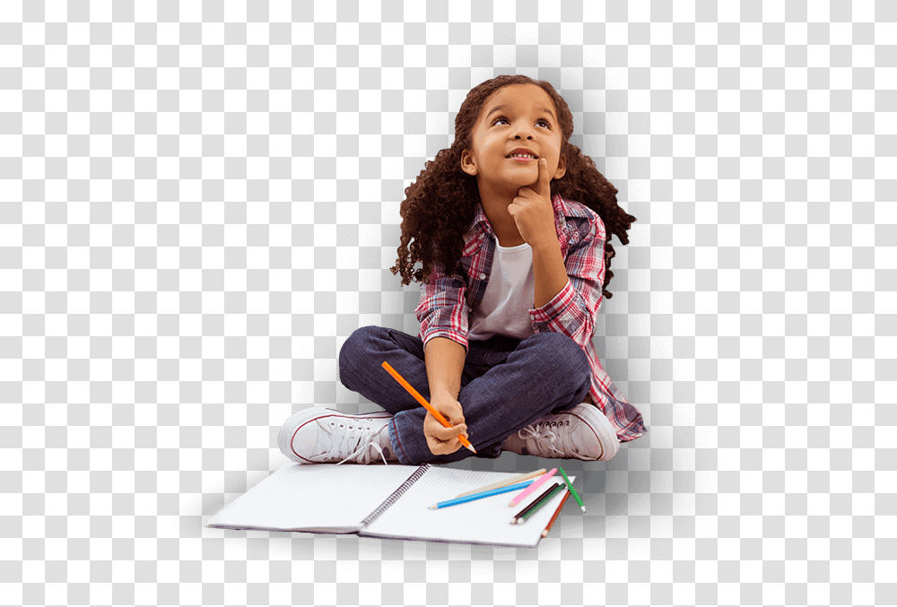Kid Thinking Kids Thinking, Person, Girl, Female Transparent Png