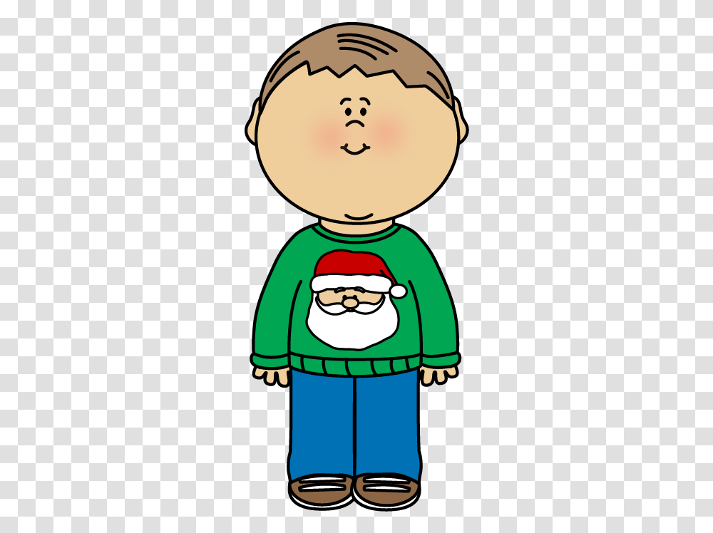 Kid Wearing A Christmas Sweater Clip Art Little Boy On Kids Christmas Sweater Clip Art, Giant Panda, Animal, Elf, Face Transparent Png
