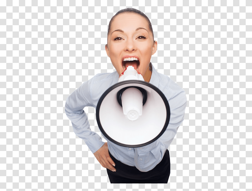 Kid Yelling Business Woman With Megaphone, Person, Human, Face, Finger Transparent Png