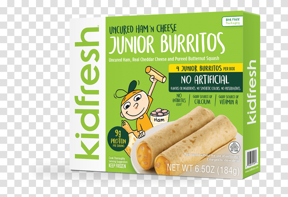 Kidfresh Meals Download Kidfresh Burrito, Hot Dog, Food, Advertisement, Plant Transparent Png
