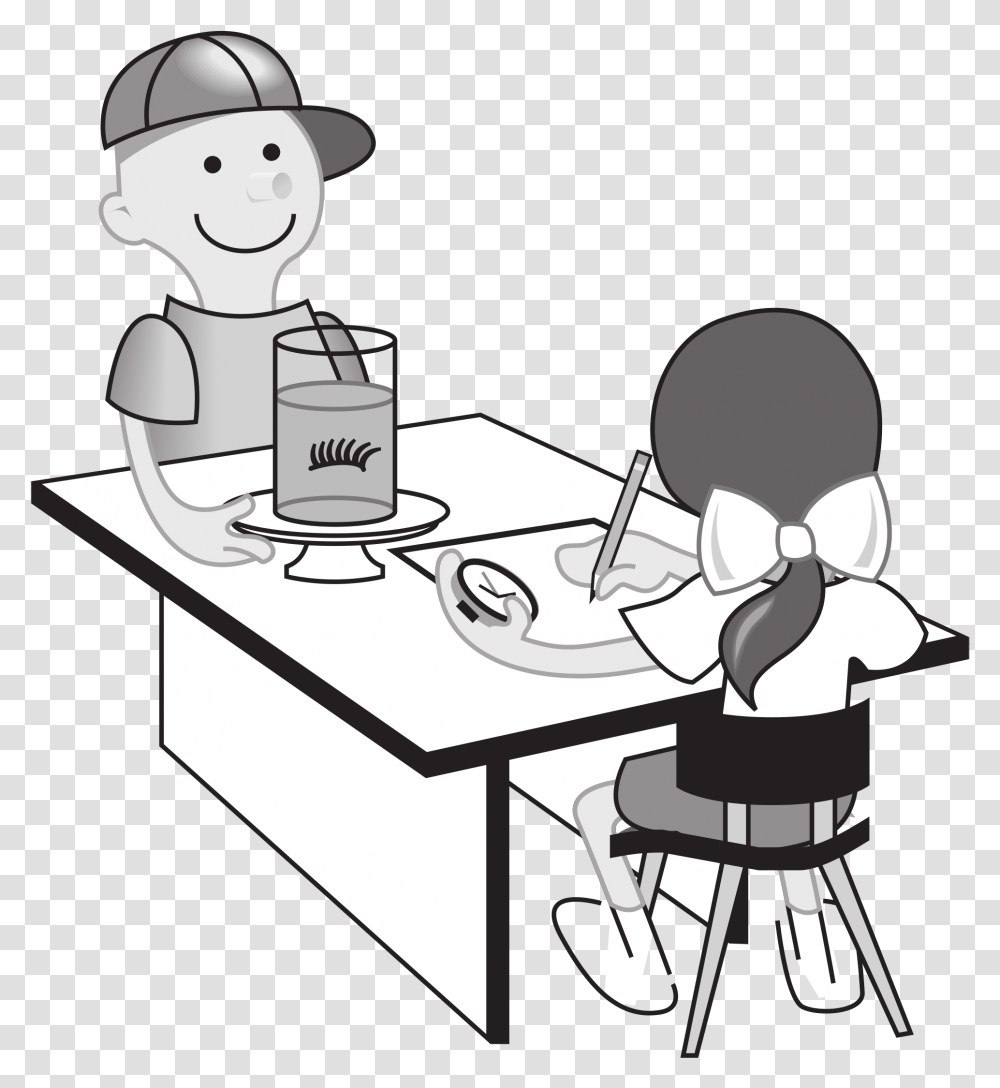 Kids At Table Doing Experiment Clip Arts Student Classroom Clipart Black And White, Dating, Female, Cafeteria, Restaurant Transparent Png