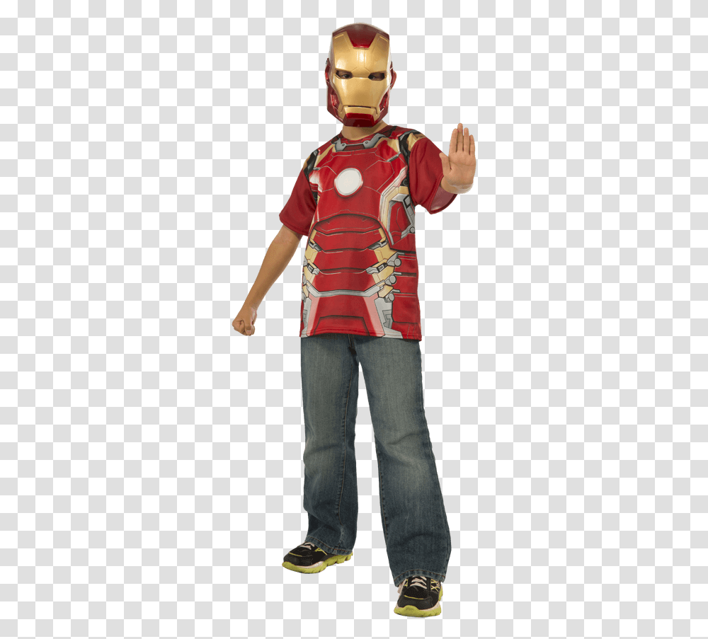 Kids Avengers 2 Iron Man Costume Top And Mask Set Avengers Age Of Ultron, Person, Pants, Boy Transparent Png