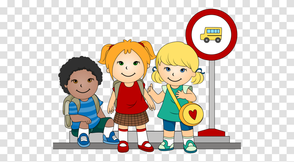 Kids Back To School Clipart School Bus Stop Clipart, Person, Human, People, Family Transparent Png