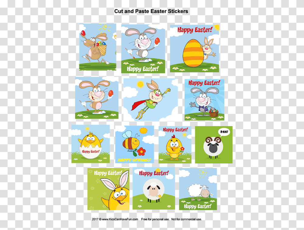 Kids Can Cut Out These Cute Easter Stickers And Paste Cartoon, Comics, Book, Bird, Animal Transparent Png