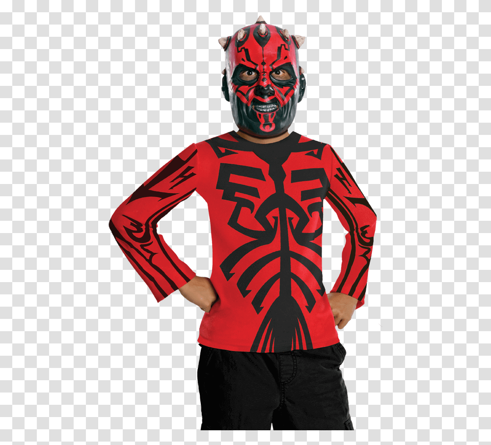 Kids Darth Maul Costume Top And Mask, Apparel, Sleeve, Long Sleeve Transparent Png