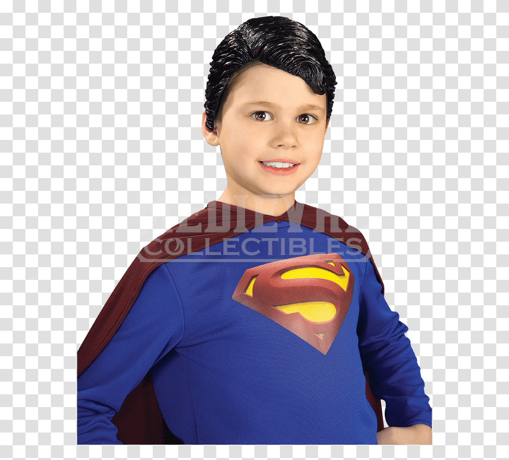 Kids Deluxe Superman Vinyl Wig, Sleeve, Long Sleeve, Person Transparent Png