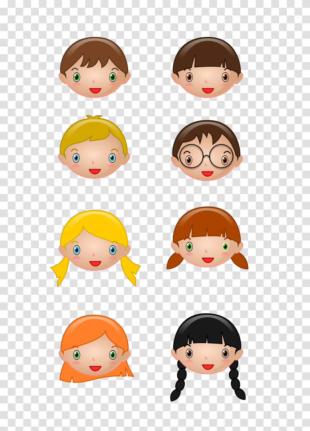 Kids Faces Icons, Label, Hair, Performer Transparent Png