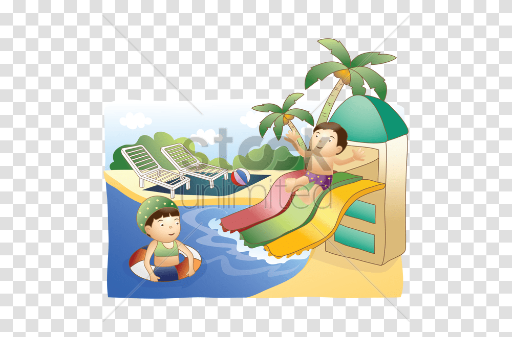 Kids Having Fun In Waterpark Vector Image, Toy Transparent Png