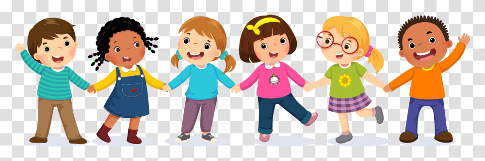 Kids Holding Hands Cartoon, Person, Human, Female, People Transparent Png
