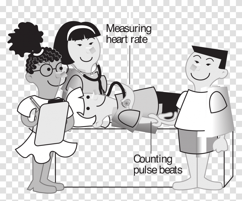Kids Measuring Heart Rate Clip Arts Head To Toe Nursing Assessment Cartoon, Face, Crowd, Comics, Book Transparent Png