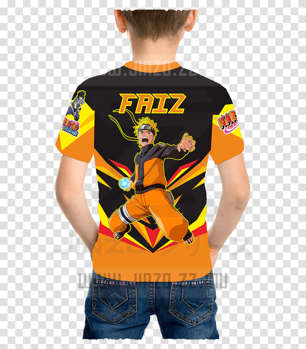 Kids Naruto Team 7 Fullprint Tee Shirt Printed With White Plain Back Shirt Boy, Person, Poster, Advertisement Transparent Png