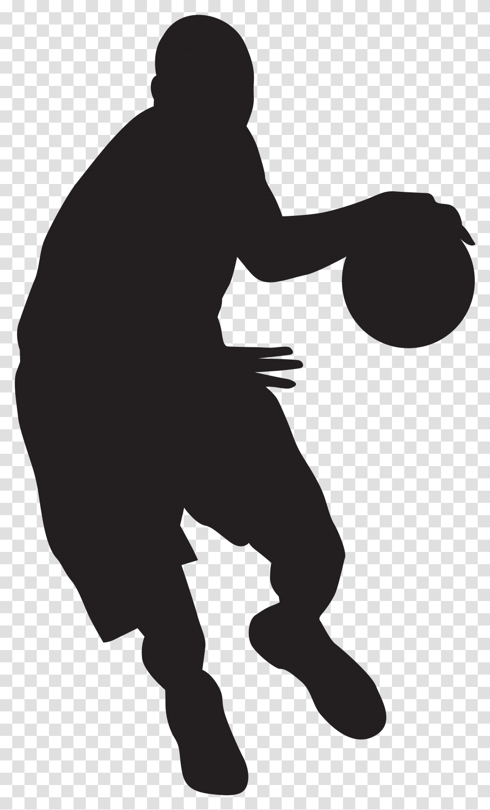 Kids Playing Basketball Black And White Clipart Basketball Basketball Player Clipart, Silhouette, Person, Human, Kneeling Transparent Png