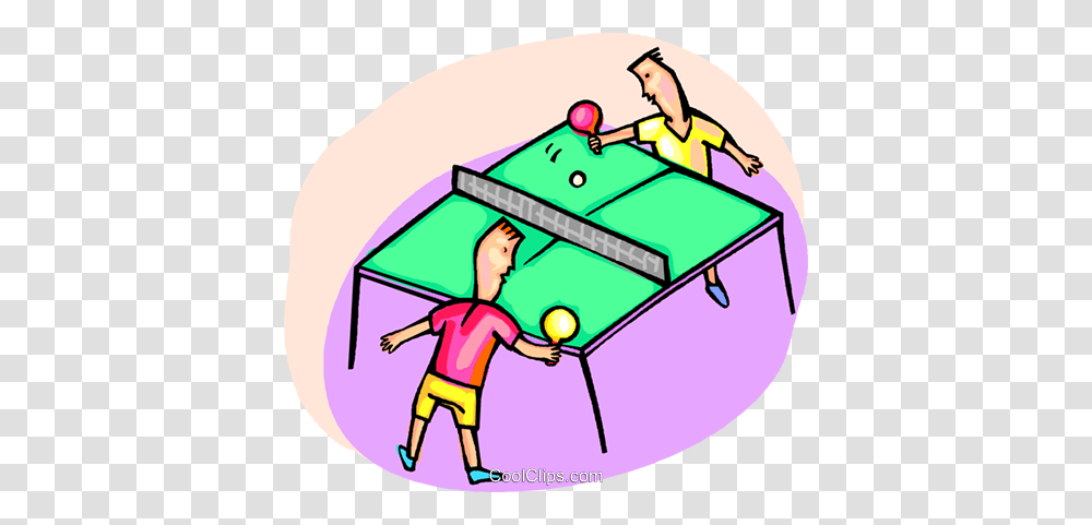 Kids Playing Ping Pong Royalty Free Vector Clip Art Illustration, Furniture, Table, Indoors, Room Transparent Png