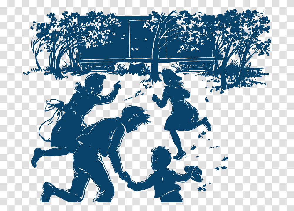 Kids Playing Silhouette Boxcar Children Book, Outdoors, Nature, Crowd Transparent Png
