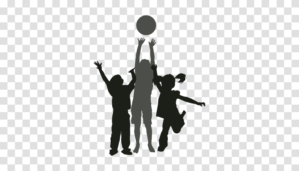 Kids Playing With Ball Silhouette Kids, Person, People, Hand, Crowd Transparent Png