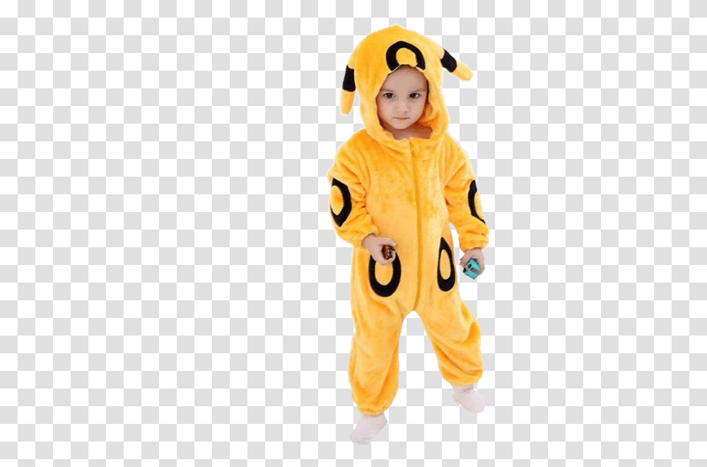 Kids Yellow Umbreon Onesies Hooded, Clothing, Apparel, Coat, Person Transparent Png