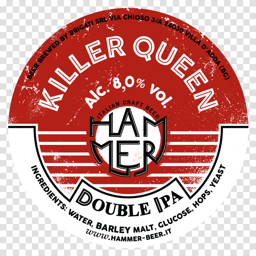 Killer Queen Double Ipa Hammer Beer Birrificio Hammer, Label, Text, Ketchup, Logo Transparent Png