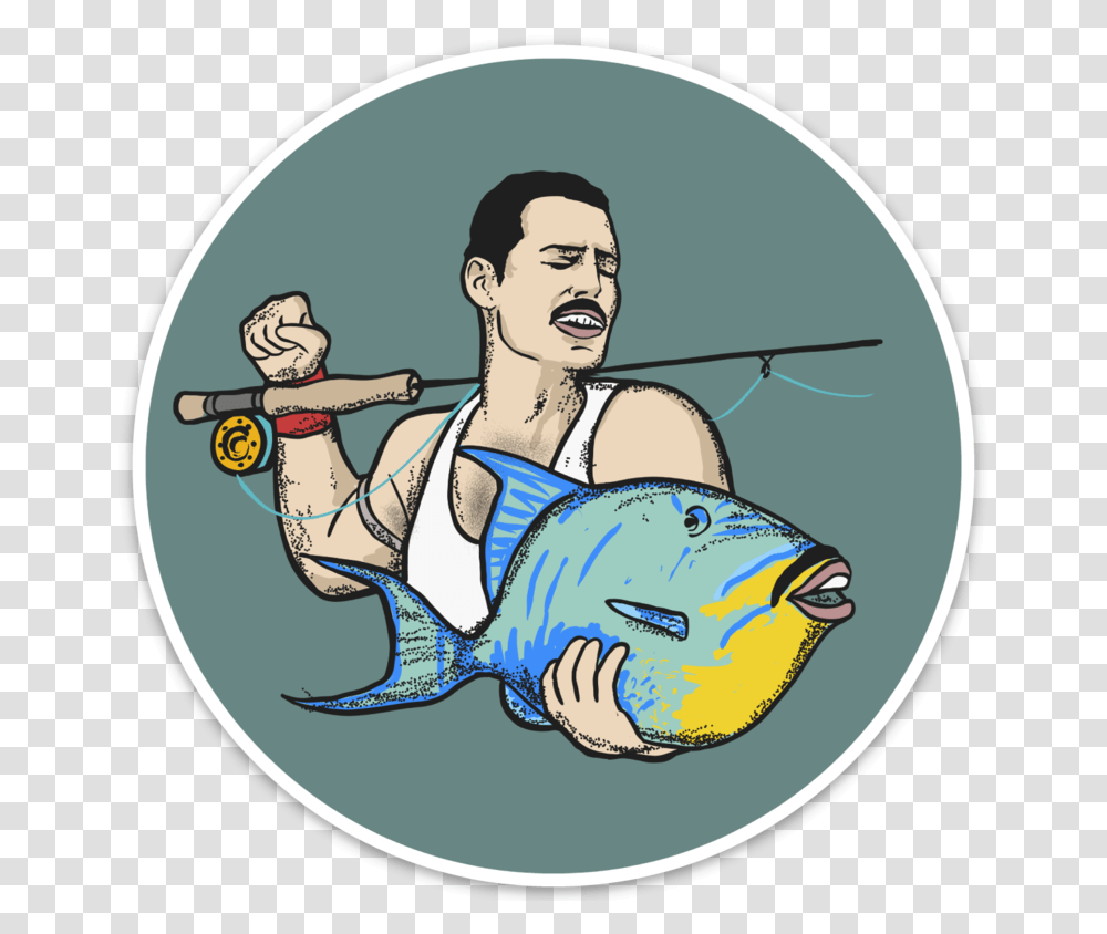 Killer Queen Sticker Cast A Fishing Line, Person, Animal, Sea Life, Poster Transparent Png