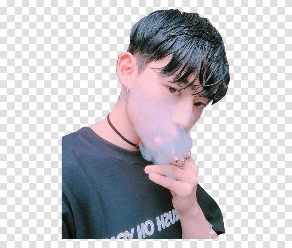 Kim Bobae Ulzzang Sticker Corea Bobae, Person, Human, Smoke, Smoking Transparent Png