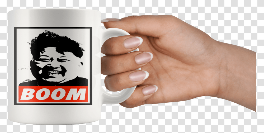 Kim Jong Un Boom MugquotData Zoomquotcdn Mug, Person, Coffee Cup, Nail, Hand Transparent Png