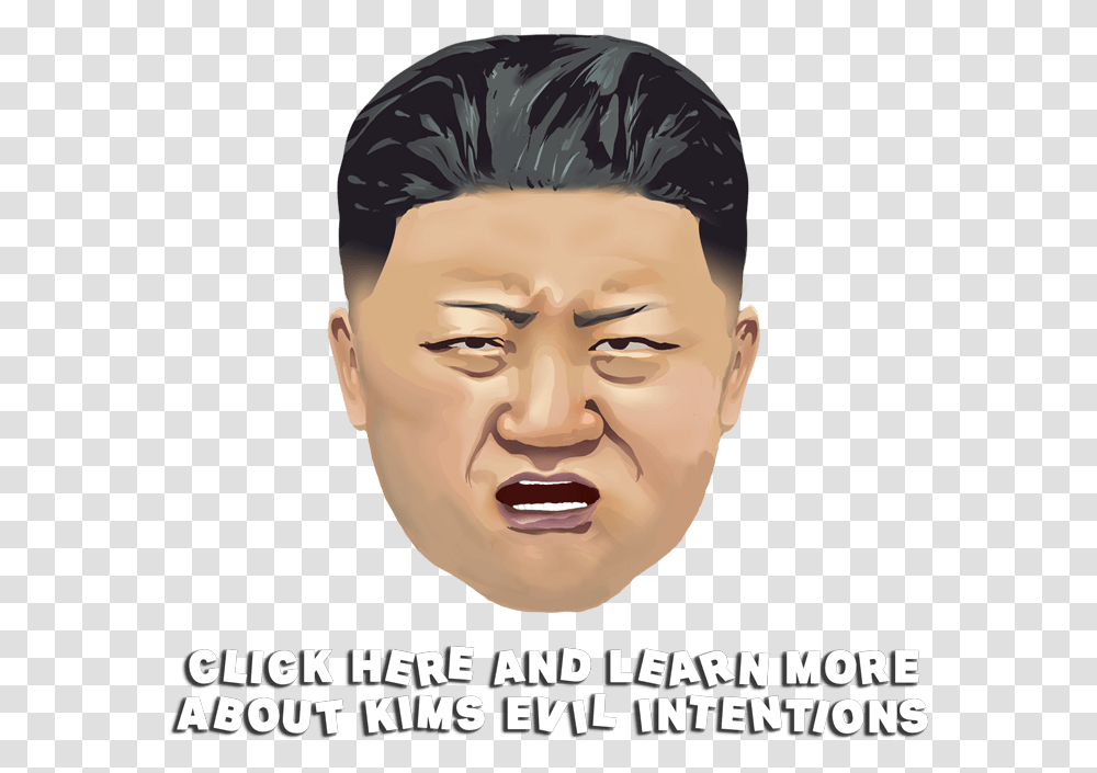 Kim Jong Un Face Illustration, Head, Person, Advertisement, Poster Transparent Png