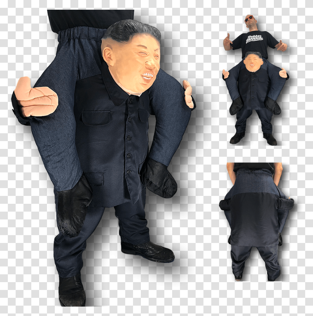 Kim Jong Un Korean Rocket Man Ride On Back Leader Costume, Person, Long Sleeve, Finger Transparent Png