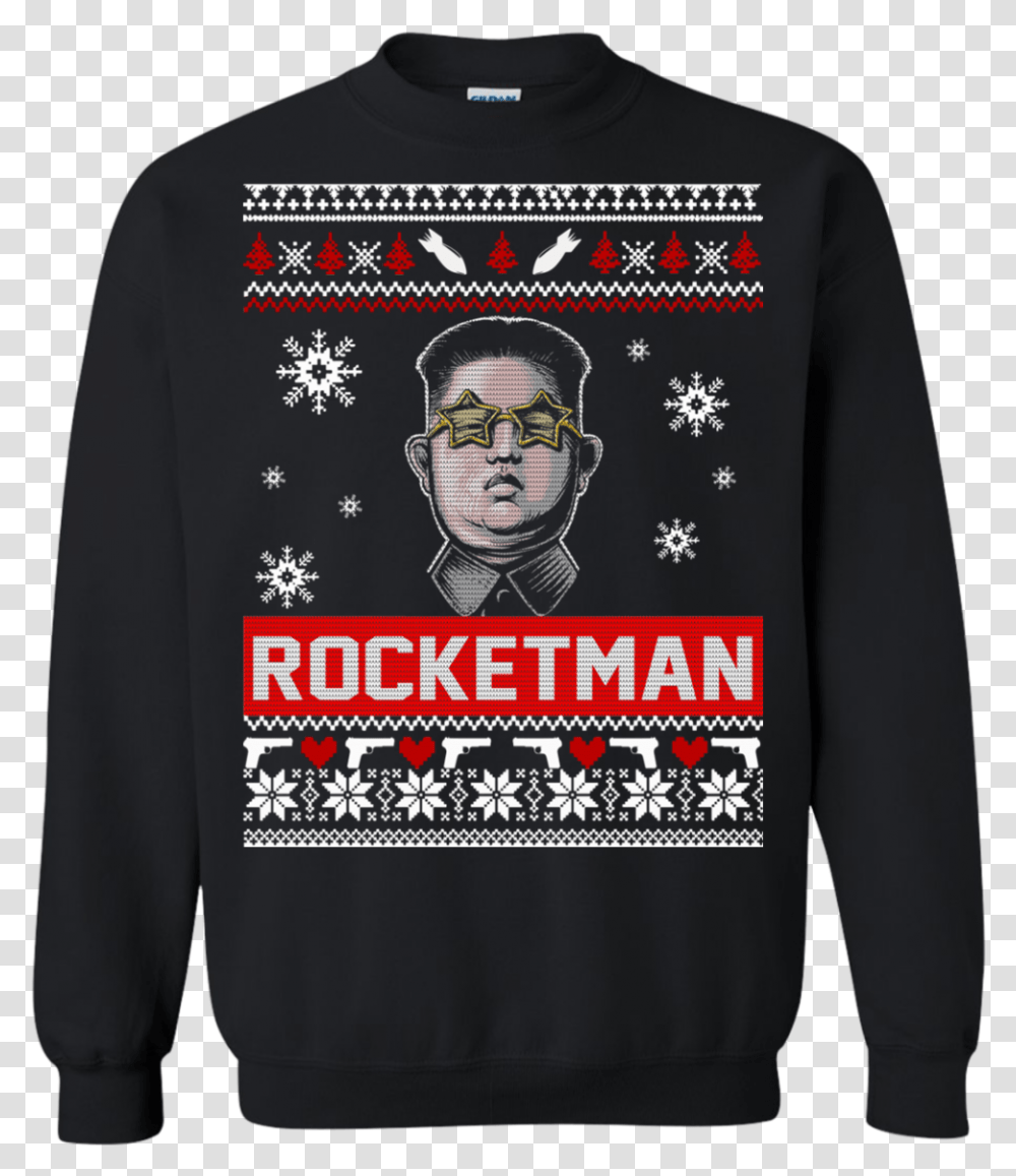 Kim Jong Un Rocketman Christmas Ugly Sweater, Apparel, Sleeve, Long Sleeve Transparent Png