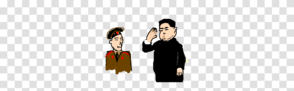 Kim Jong Un Salutes N Korean Soldier Drawing, Person, People, Face, Crowd Transparent Png