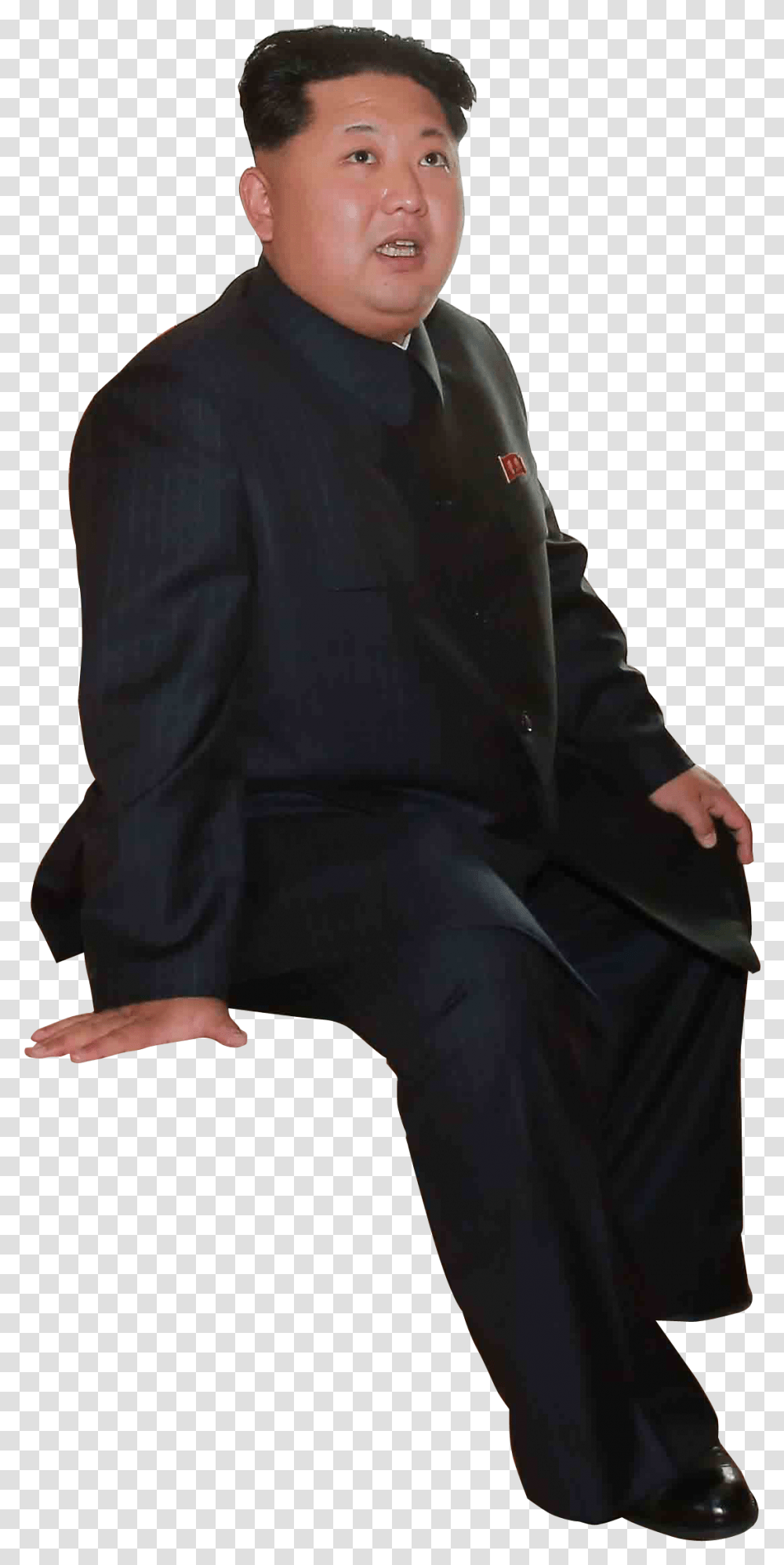 Kim Jong Un Sitting, Suit, Overcoat, Person Transparent Png