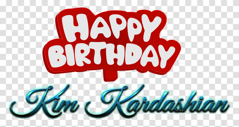 Kim Kardashian Happy Birthday Name Logo Calligraphy, Label, Food, Alphabet Transparent Png