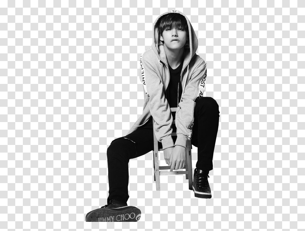 Kim Taehyung Photoshoot Bts Download Bts Black And White, Chair, Furniture, Sleeve Transparent Png