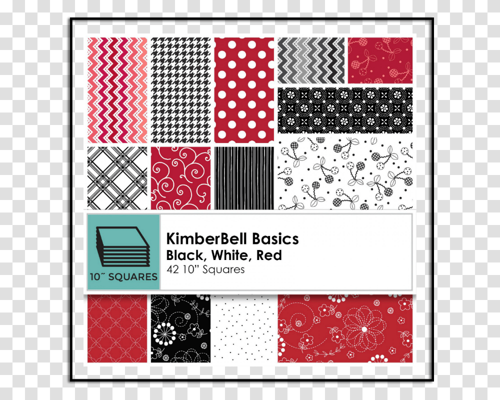 Kimberbell Basics Black White Red Sq Maskib Bw 10 Inch, Label, Pattern, Paper Transparent Png