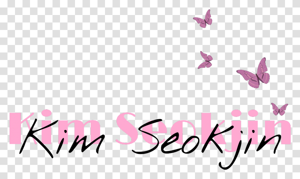 Kimseokjin Jin Seokjin Butterfly Pink Name Aesthetic Calligraphy, Alphabet, Bird Transparent Png