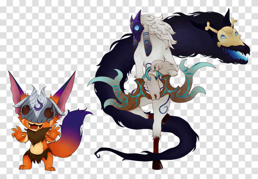 Kindredthe Eternal Huntersleague Of Legendsliga Lol Kindred Et Gnar, Dragon, Horse, Animal, Performer Transparent Png