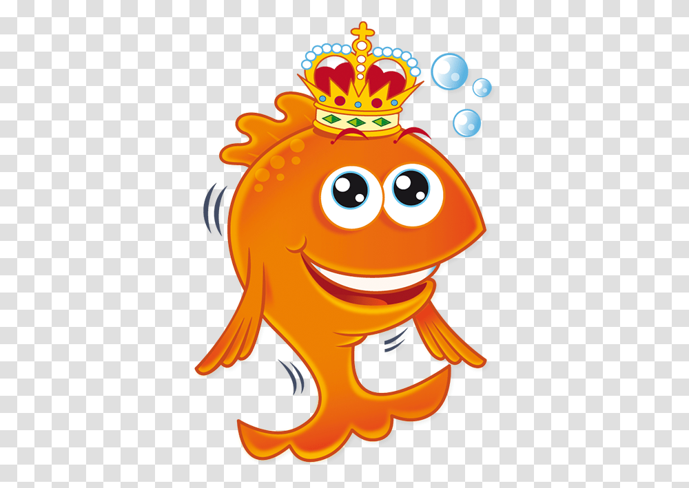 King And Queen Crown Cartoon Fish With Crown Download Crown King Fish Cartoon, Goldfish, Animal Transparent Png