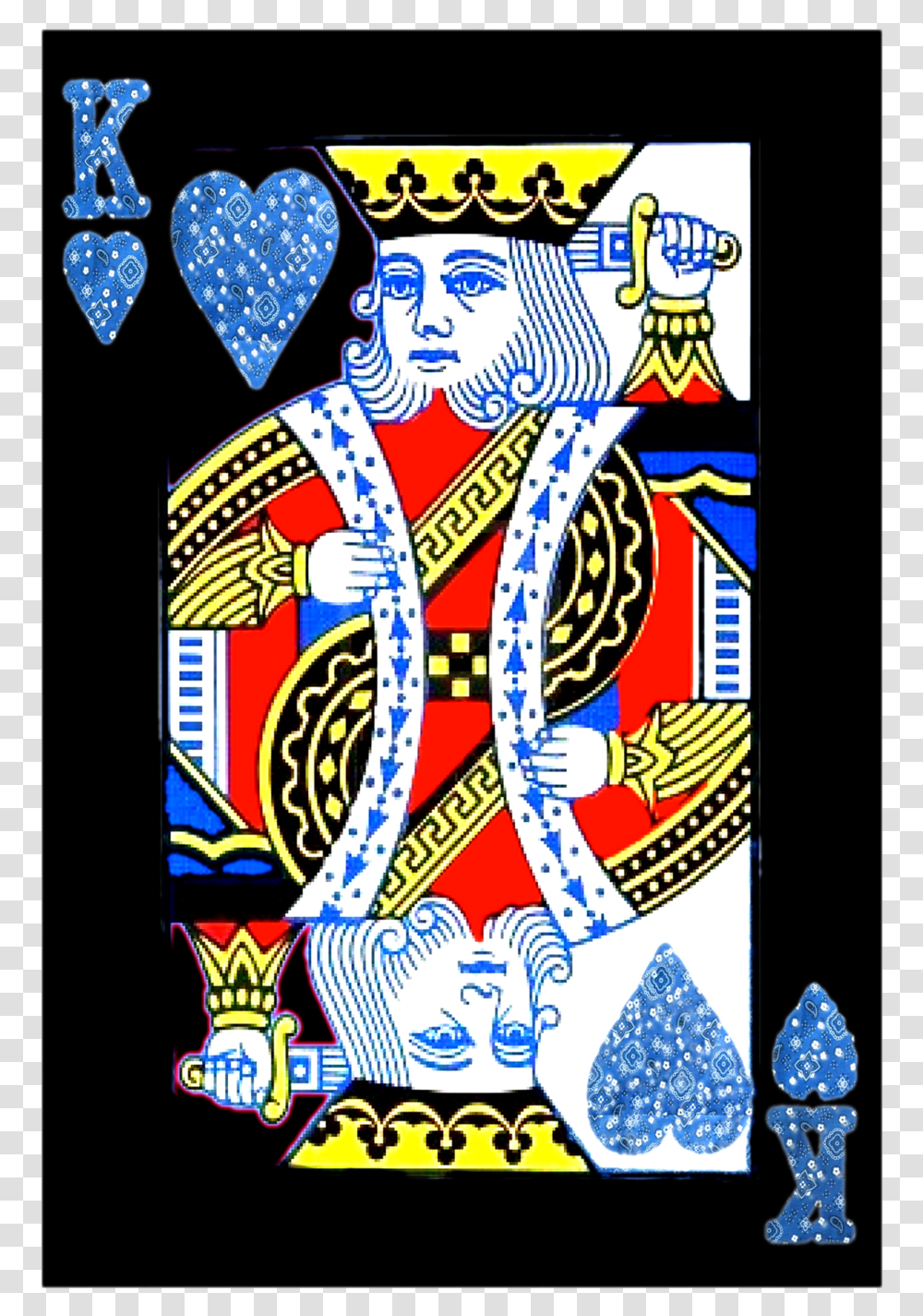 King Of Hearts Playing Card Blue Bandana Menamp Blue King Playing Cards, Doodle, Drawing, Logo Transparent Png