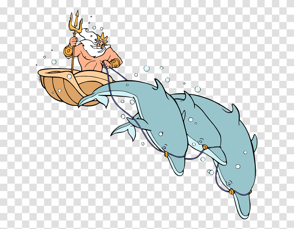 King Triton In His Chariot Led By Dolphins King Triton Chariot, Animal, Mammal, Sea Life, Whale Transparent Png