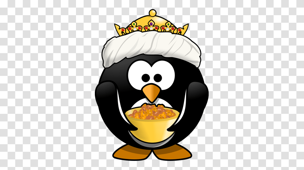 King Tux With Golden Bowl, Food, Eating, Bird, Animal Transparent Png