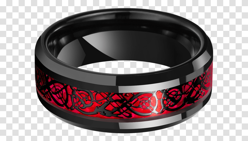 King Will Dragon 8mm Polished Ring Of Red Fibre & Black, Accessories, Accessory, Jewelry, Bowl Transparent Png