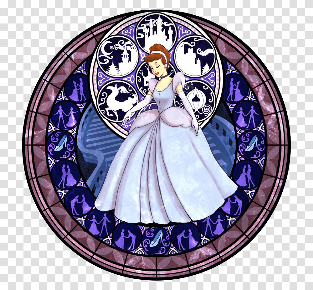 Kingdom Hearts 1 Cinderella, Stained Glass, Painting, Clock Tower, Architecture Transparent Png