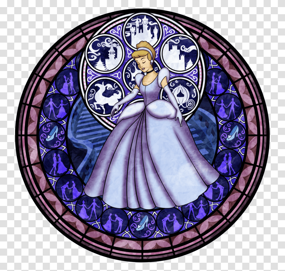Kingdom Hearts 1 Cinderella, Stained Glass, Painting, Clock Tower, Architecture Transparent Png