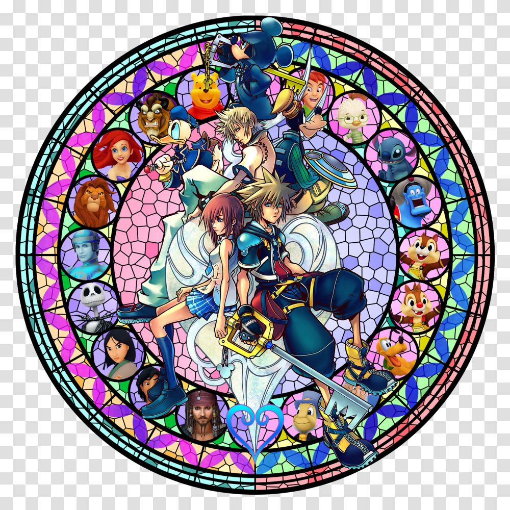 Kingdom Hearts 2 Poster Clipart Full Size Clipart Kingdom Hearts Stained Glass Window, Person, Human, Painting,  Transparent Png