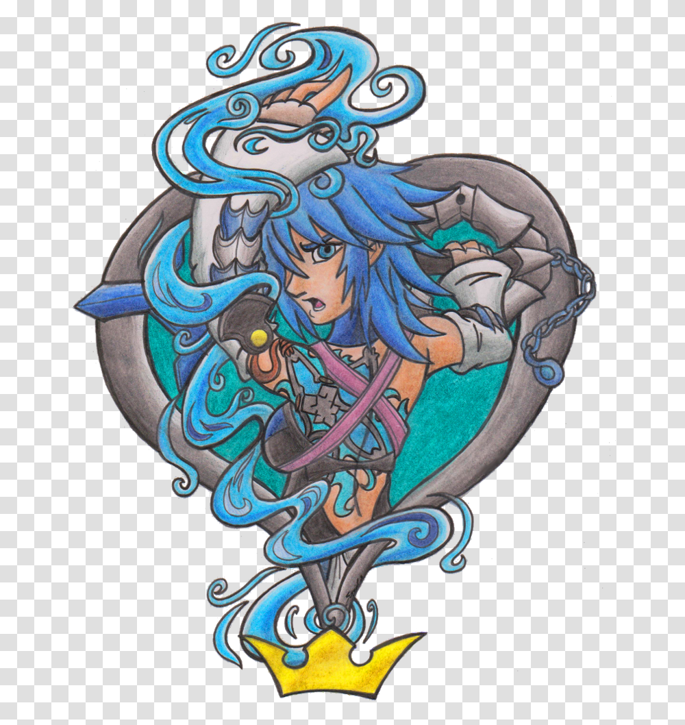 Kingdom Hearts Aqua Color Ink Aqua Tattoo Design, Skin, Dragon, Statue, Sculpture Transparent Png