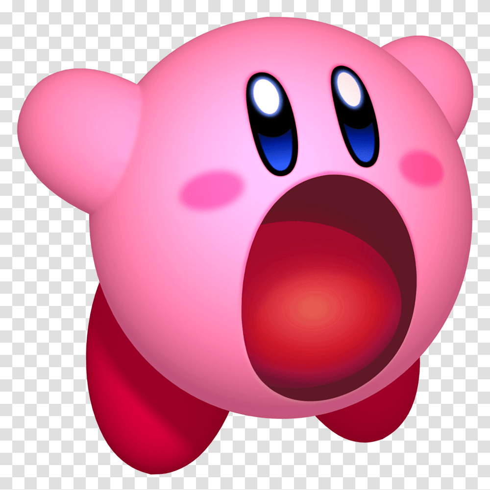 Kirby Mouth Wide Open Nintendo Character Kirby, Balloon, Piggy Bank, Bowling, Head Transparent Png