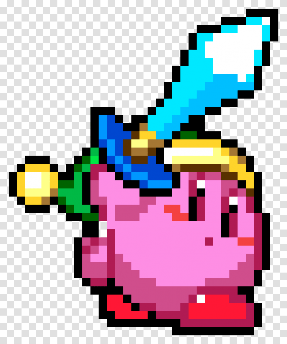 Kirby Pins Game Sword Wearable Cute Pixel Minecraft Sword Kirby Pixel Art, Rug, Weapon Transparent Png