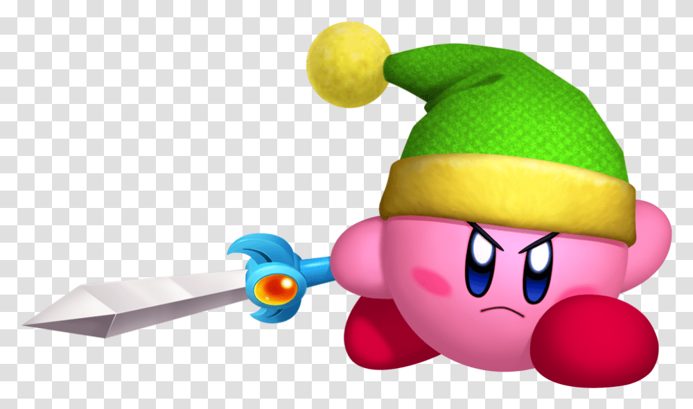 Kirby Wearing Link S Hat And Holding A Sword Kirby Return To Dreamland Kirby, Toy, Angry Birds, Super Mario Transparent Png