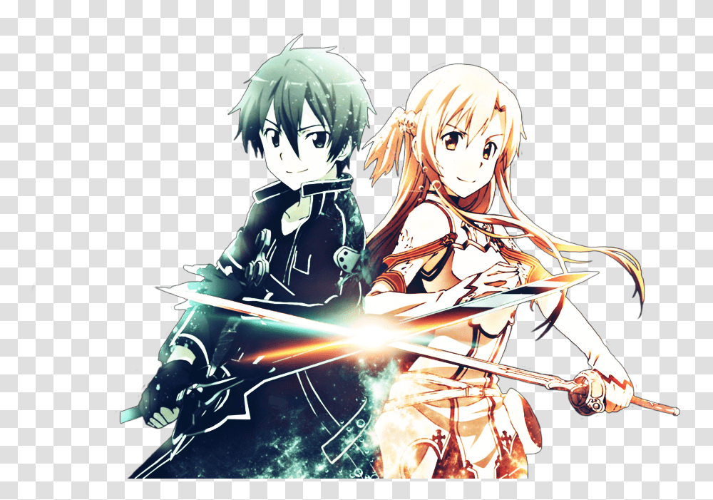 Kirito And Asuna, Manga, Comics, Book, Person Transparent Png