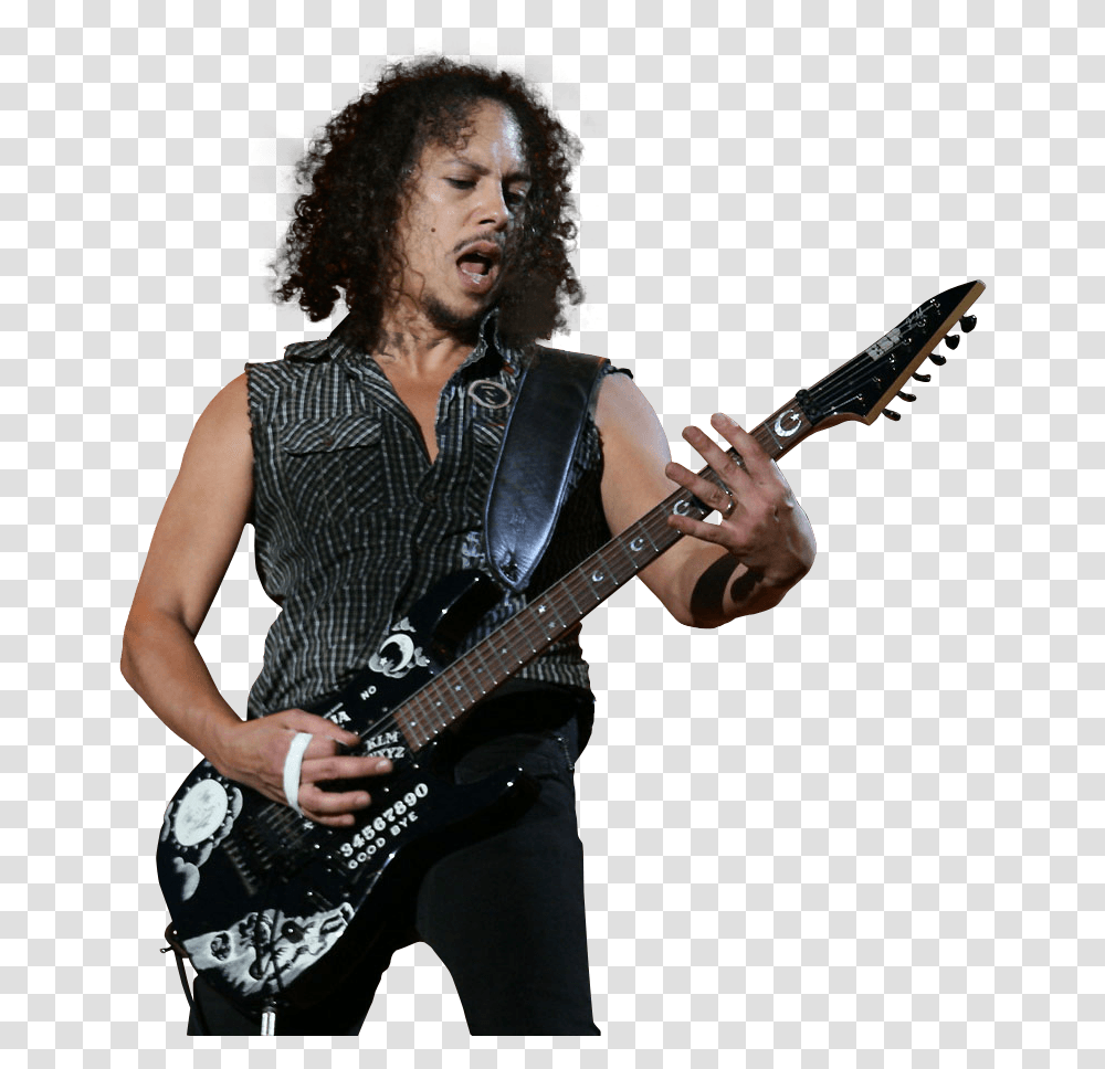 Kirk Hammett Playing Kirk Hammett Black Guitar, Leisure Activities, Musical Instrument, Person, Human Transparent Png