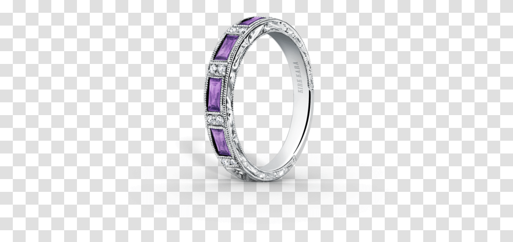 Kirk Kara Amethyst And Diamond Band Engagement Ring, Jewelry, Accessories, Accessory, Platinum Transparent Png