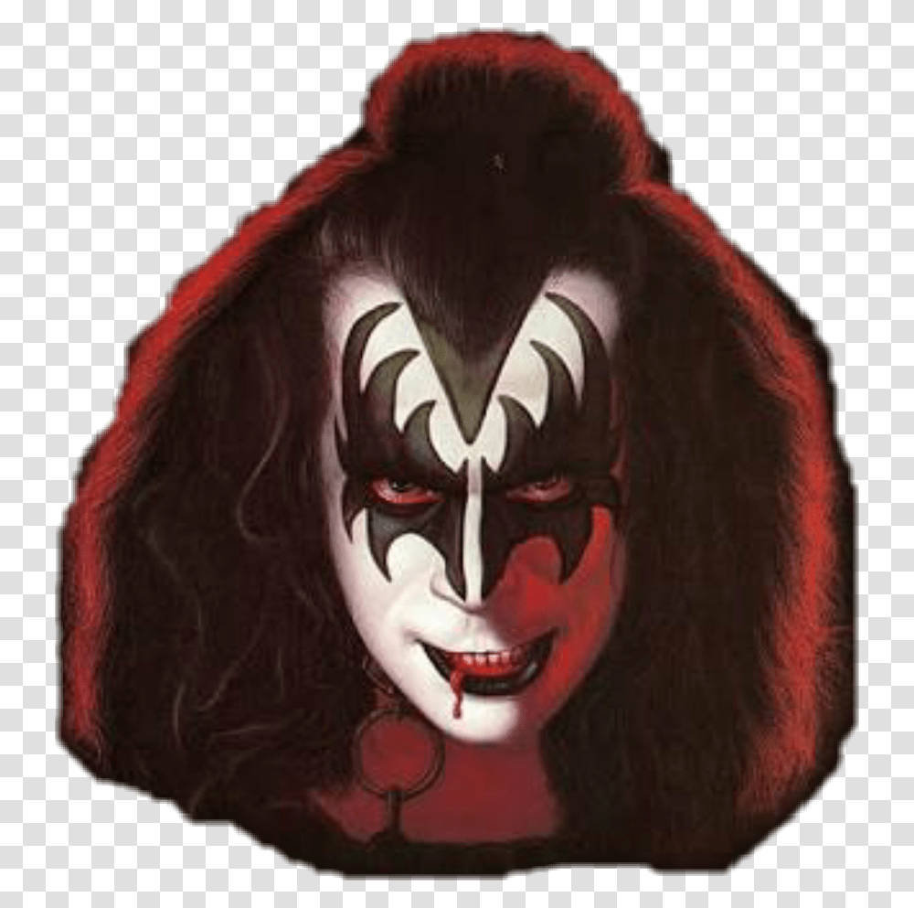 Kiss 70s 80s Rocknroll Genesimmons Clown Wicked Gene Simmons Kiss Makeup, Person, Human, Mask, Tattoo Transparent Png